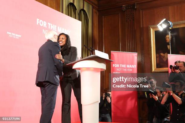 Labour MP Dawn Butler introduces shadow secretary John McDonnell's speech to end Austerity at 1 George street on March 09, 2018 in London, England.