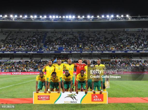 The South Africa national football team poses for a picture during the International Friendly match between South Africa and Jamaica at Vodacom Park...
