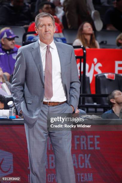 Head coach Jeff Hornacek of the New York Knicks coaches against the Sacramento Kings on March 4, 2018 at Golden 1 Center in Sacramento, California....