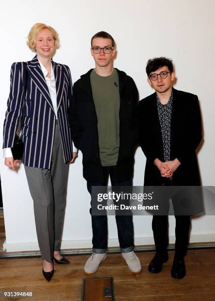 Gwendoline Christie, Will Poulter and Craig Roberts attend the INTO Film Awards at BFI Southbank on March 13, 2018 in London, England.