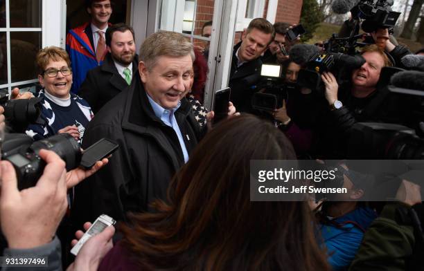 Republican Congressional Candidate Rick Saccone arrives to vote in the special election to fill the 18th Congressional District seat vacated by...
