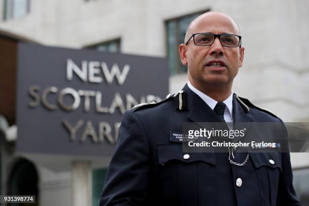 Deputy Assistant Commissioner Neil Basu speaks to the media outside New Scotland Yard as he gives the lastest update on the poisoning of Sergei...