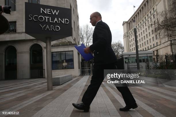 Senior national coordinator for counter-terrorism Neil Basu walks away after briefing the press outside New Scotland Yard in central London on March...
