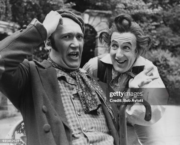 English actors Bernard Bresslaw and Ronnie Stevens as Launce and Speed respectively during rehearsals for Shakespeare's 'The Two Gentlemen of Verona'...