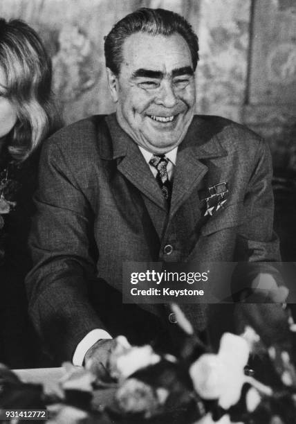 Russian leader Leonid Brezhnev during his talks with French President Georges Pompidou at the Château de Rambouillet near Paris, France, 29th June...