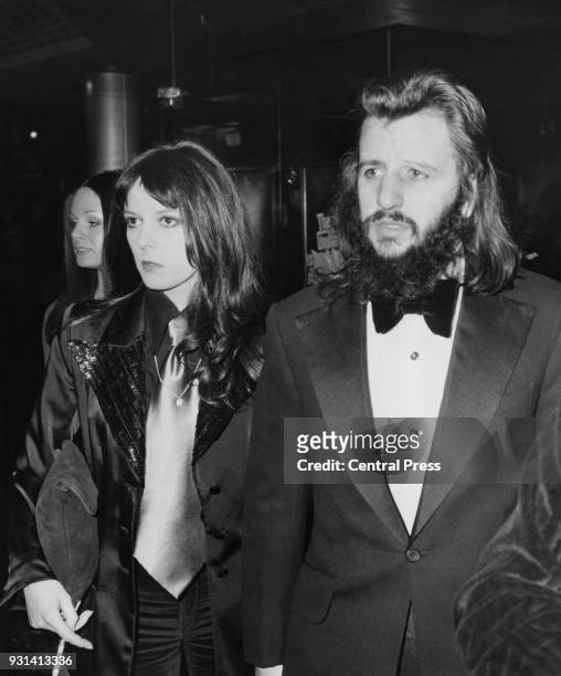 Drummer Ringo Starr, formerly of British rock group the Beatles with his wife Maureen at the premiere of Roman Polanski's 'Macbeth' at the Plaza...