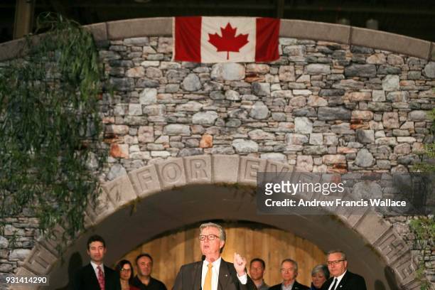 Mark Cullen, Highway of Heroes Tree Campaign Chair and Co-Founder speaks at the opening of the Highway of Heroes Garden exhibit at Canada Blooms...