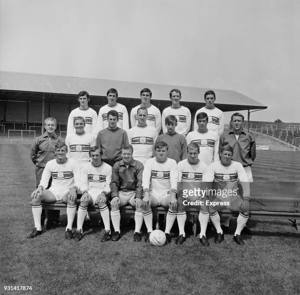Group photo of Plymouth Argyle Football Club soccer team, UK, 12th August 1968.