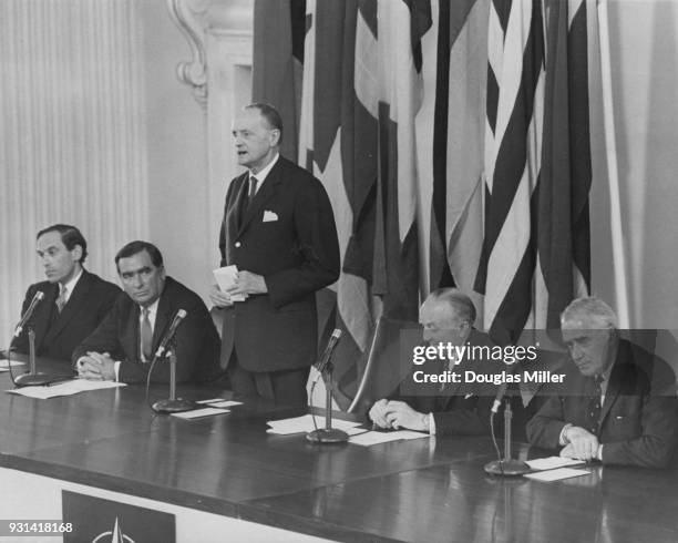 The British Atlantic Committee holds a special ceremony in the Banqueting House, Whitehall, London, to commemorate the 20th anniversary of NATO, 15th...