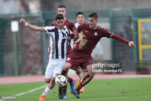 Giuseppe Montaperto of Juventus in action during the Viareggio Cup match between Juventus U19 snd Rijeka U19 at Stadio Torquato Bresciani on March...