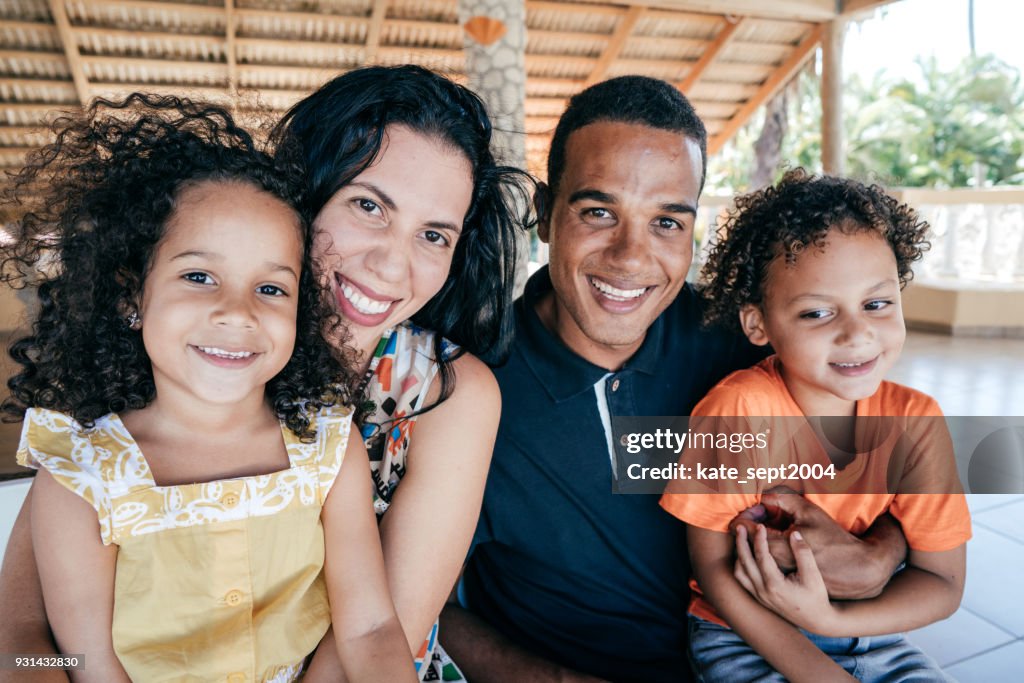 Summer and happy family on vacations with two kids