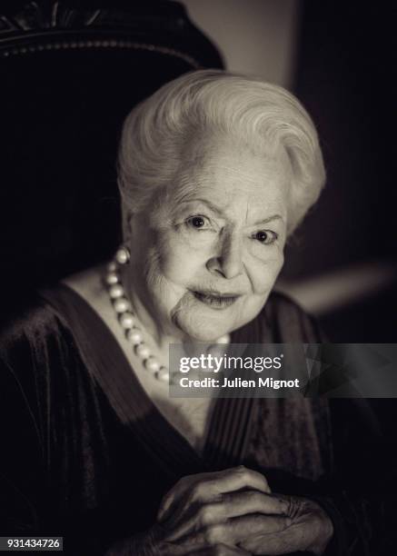 Dame Olivia Mary de Havilland is photographed for The New York Times on February 2018 in Paris, France.