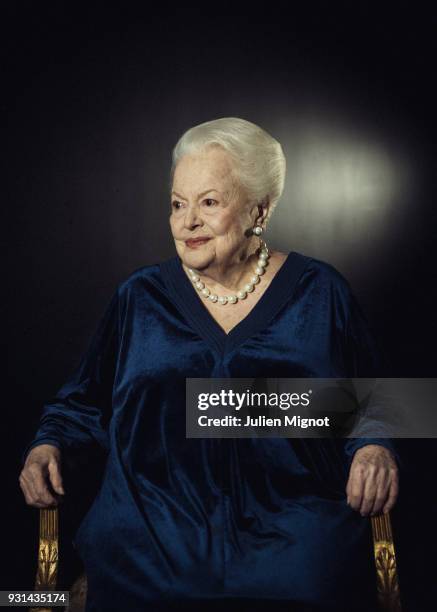 Dame Olivia Mary de Havilland is photographed for The New York Times on February 2018 in Paris, France.
