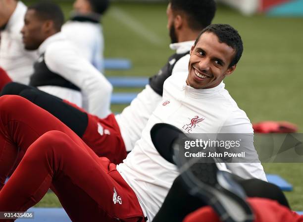 Joel Matip of Liverpool during a training session at Melwood Training Ground on March 13, 2018 in Liverpool, England.