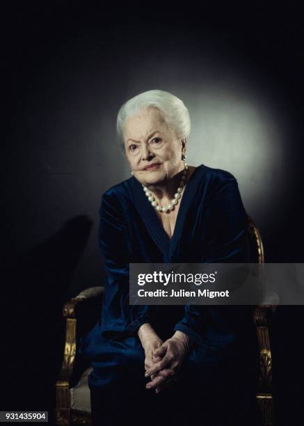 Dame Olivia Mary de Havilland is photographed for The New York Times on February 2018 in Paris, France.