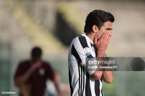 Sandro Kulenovic of Juventus reacts during the Viareggio Cup match between Juventus U19 snd Rijeka U19 at Stadio Torquato Bresciani on March 13, 2018...