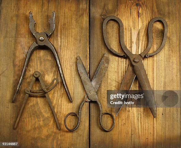old tools - sharp angle stock pictures, royalty-free photos & images