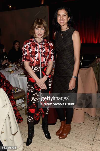 Anna Wintour and Editor in Chief of Vanity Fair Radhika Jones attend the Ellie Awards 2018 on March 13, 2018 in New York City.