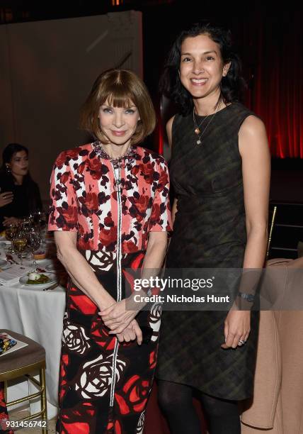 Anna Wintour and Editor in Chief of Vanity Fair Radhika Jones attend the Ellie Awards 2018 on March 13, 2018 in New York City.