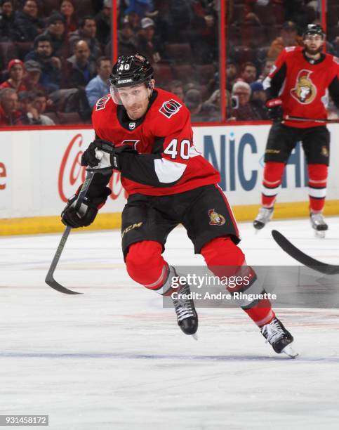 Jim O'Brien of the Ottawa Senators skates against the Buffalo Sabres at Canadian Tire Centre on March 8, 2018 in Ottawa, Ontario, Canada.