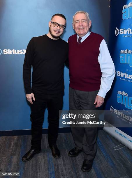 Shaun King and Dan Rather in studio at SiriusXMat SiriusXM Studios on March 13, 2018 in New York City.