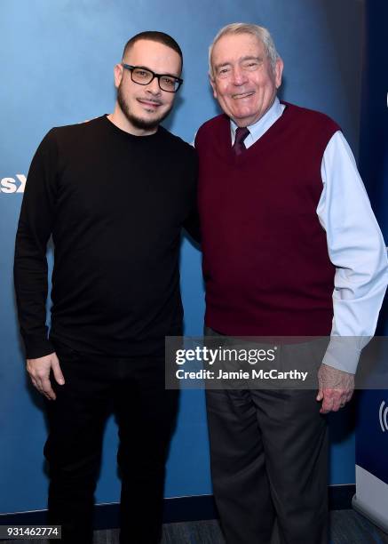 Shaun King and Dan Rather in studio at SiriusXMat SiriusXM Studios on March 13, 2018 in New York City.