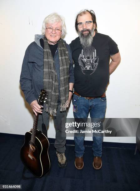 Chip Taylor and Steve Earle visit SiriusXMat SiriusXM Studios on March 13, 2018 in New York City.