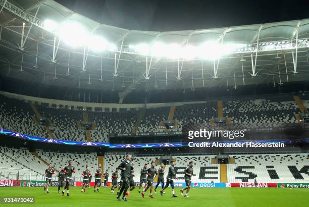 General view during a Bayern Muenchen training session ahead of their UEFA Champions League round of 16 match against Besiktas at Vodafone Park on...
