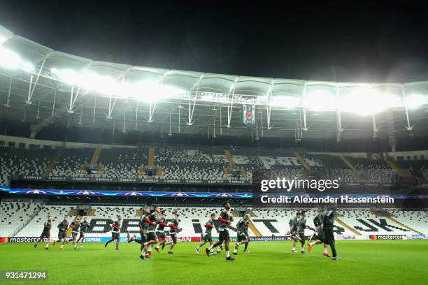 General view during a Bayern Muenchen training session ahead of their UEFA Champions League round of 16 match against Besiktas at Vodafone Park on...