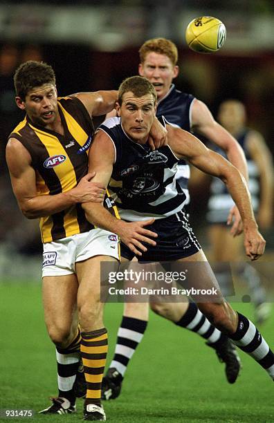 Steven King for Geelong in action during round 11 of the AFL season match played between the Geelong Cats and the Hawthorn Hawks held at Colonial...