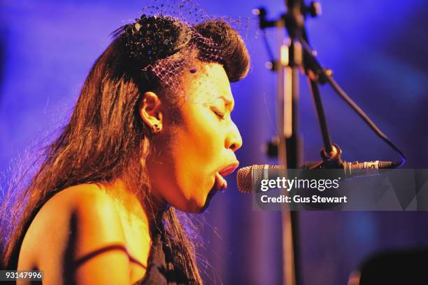 Brown performs on stage as part of Mencap's Little Sound Sessions at the Union Chapel on November 17, 2009 in London, England.