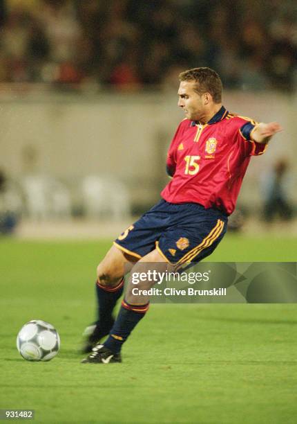 Ruben Baraja of Spain delivers a crossfield pass during the International Friendly match against Japan played at the El Arcangel Stadium in Cordoba,...