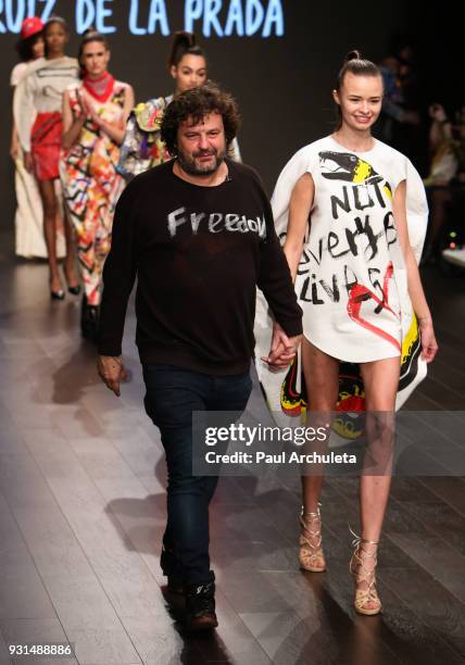 Fashion Designer Domingo Zapata attends his fashion show at the Los Angeles Fashion Week 10th season anniversary at The MacArthur on March 12, 2018...