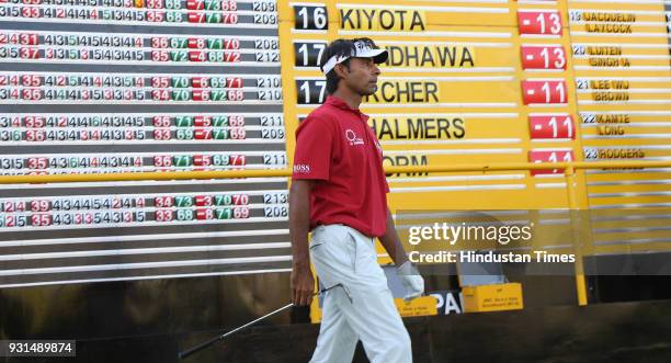 Indian professional golfer Jyoti Randhawa during 3rd round of Johnnie Walker Classic Golf Championship at DLF in Gurgaon.