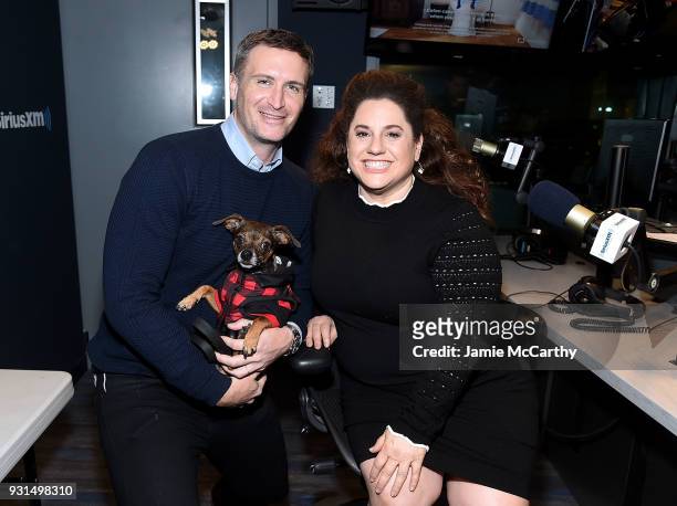 John Hill and Marissa Jaret Winokur in studio at SiriusXMat SiriusXM Studios on March 13, 2018 in New York City.