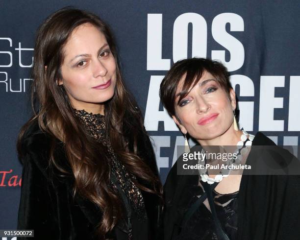 Actress Naomi Grossman and Stylist Nicole Balzano attend the Domingo Zapata Fashion Show at the Los Angeles Fashion Week 10th season anniversary at...