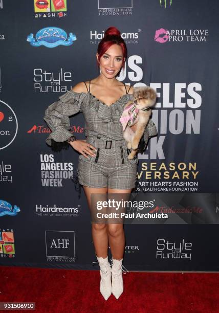 Reality TV Personality Farrah Abraham attends the Domingo Zapata Fashion Show at the Los Angeles Fashion Week 10th season anniversary at The...