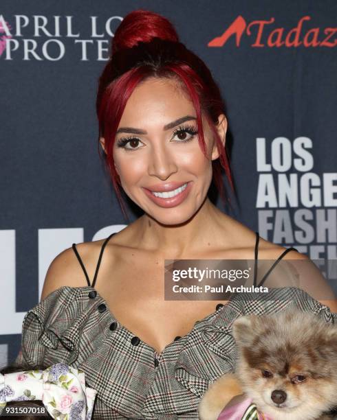 Reality TV Personality Farrah Abraham attends the Domingo Zapata Fashion Show at the Los Angeles Fashion Week 10th season anniversary at The...