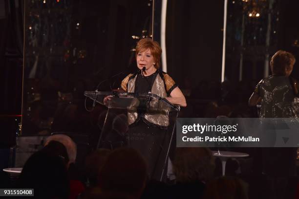 Gail Sheehy speaks at the Guild Hall's 33rd Annual Academy of the Arts Awards at The Rainbow Room on March 5, 2018 in New York City.