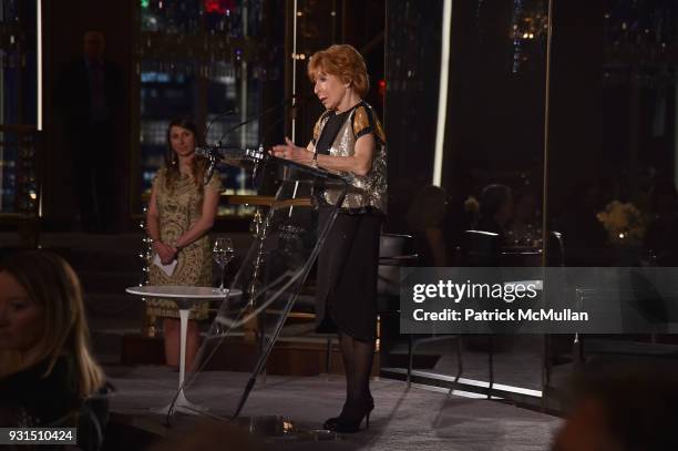Gail Sheehy speaks at the Guild Hall's 33rd Annual Academy of the Arts Awards at The Rainbow Room on March 5, 2018 in New York City.