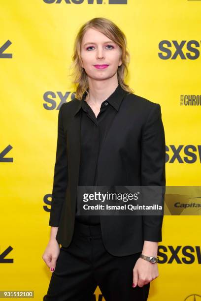 Activist Chelsea Manning attends Free Radical: Chelsea Manning with Vogue's Sally Singer during SXSW at Austin Convention Center on March 13, 2018 in...