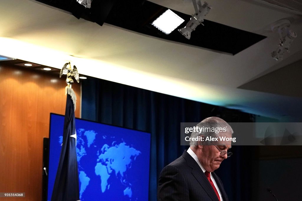 Outgoing Secretary Of State Rex Tillerson Speaks At The State Department After President Trump Fired Tillerson Via Twitter Earlier In Day