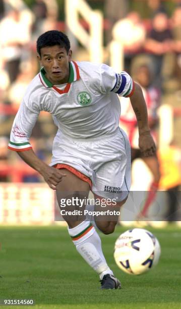 Baichung Bhutia of India in action against Brentford at Griffin Park in London on July 24, 2001.