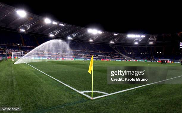 General view of the Stadio Olimpico before the UEFA Champions League Round of 16 Second Leg match between AS Roma and Shakhtar Donetsk at Stadio...