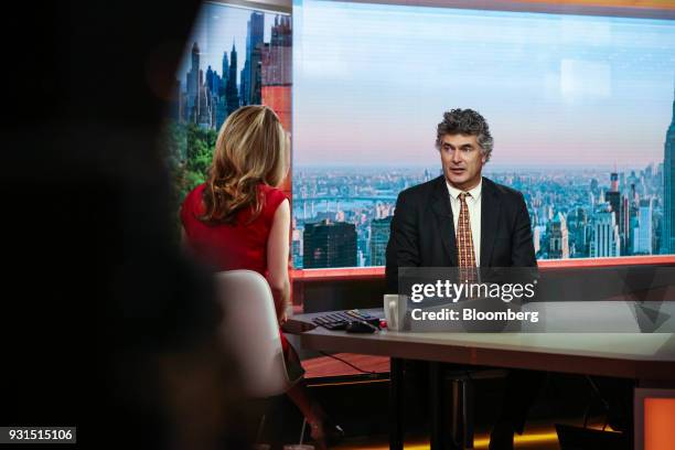 Dominic Konstam, managing director of Deutsche Bank Securities Inc., speaks during a Bloomberg Television interview in New York, U.S., on Tuesday,...