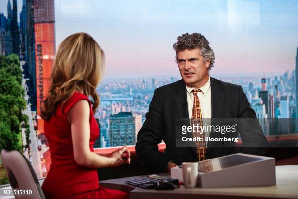 Dominic Konstam, managing director of Deutsche Bank Securities Inc., speaks during a Bloomberg Television interview in New York, U.S., on Tuesday,...