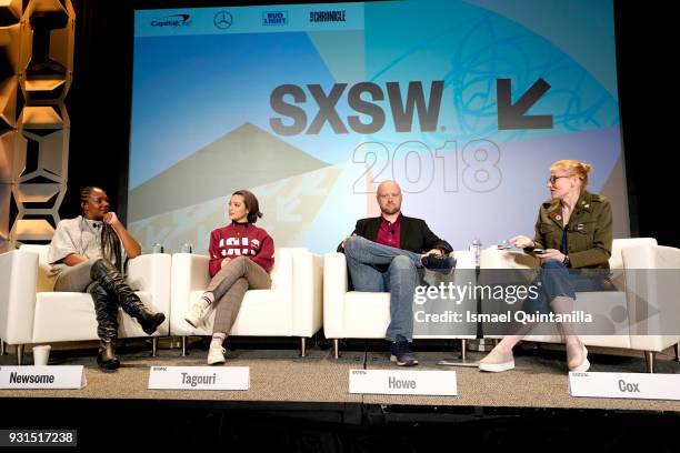 Bree Newsome, Noor Tagouri, Ben Howe, and Ana Marie Cox speak onstage at The Gifts of Faith: Cultivating Resilience during SXSW at Austin Convention...