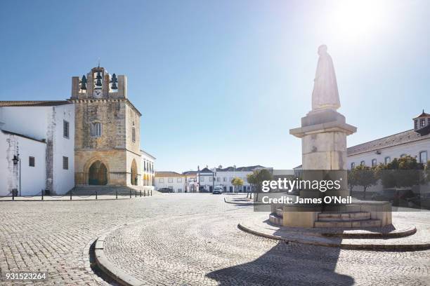 the central square with the cathedral of saint mary in faro, algarve, portugal - faro portugal stock pictures, royalty-free photos & images