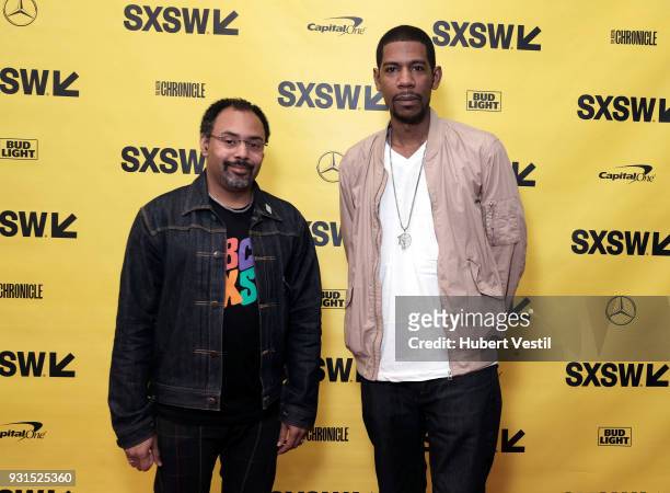 Rodney Sampson and Young Guru attend Music Tech: A Gateway to Awaken America's Youth with Young Guru during SXSW at Austin Convention Center on March...