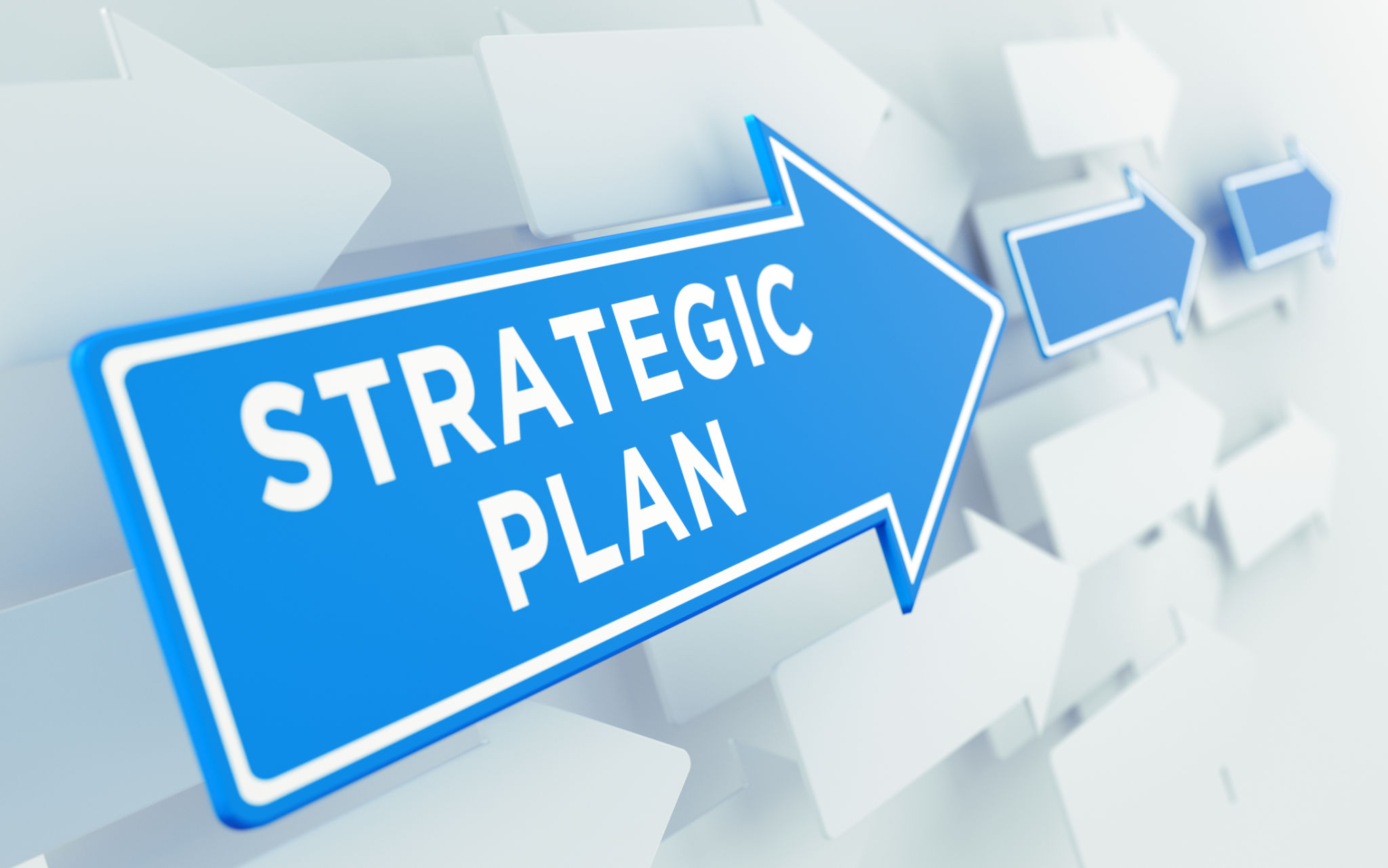 Strategic Plan Text On Blue Directional Sign Strategic Plan Text On Blue Directional Sign